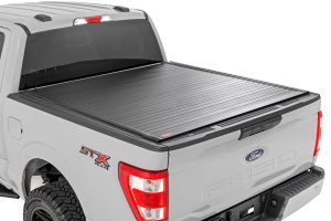 Ford F-150 Lightning Hard Roll Up Bed Cover - Rough Country - Flush, Low-Profile Design - Matte Black - '22-'24